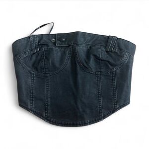 Forever 21 Black Faux Leather Zip-Up Top